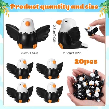 20 Pcs Mini Resin Bald Eagle Figurines, Bald Eagle Ornament