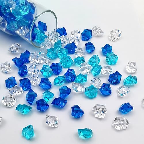 Miniatura 8 de LYFJXX Hielo falso, 0.630 x 0.866in, 250 unidades, cubos de hielo falsos dorados, cubos de hielo acrílicos, rocas transparentes, diamantes falsos,