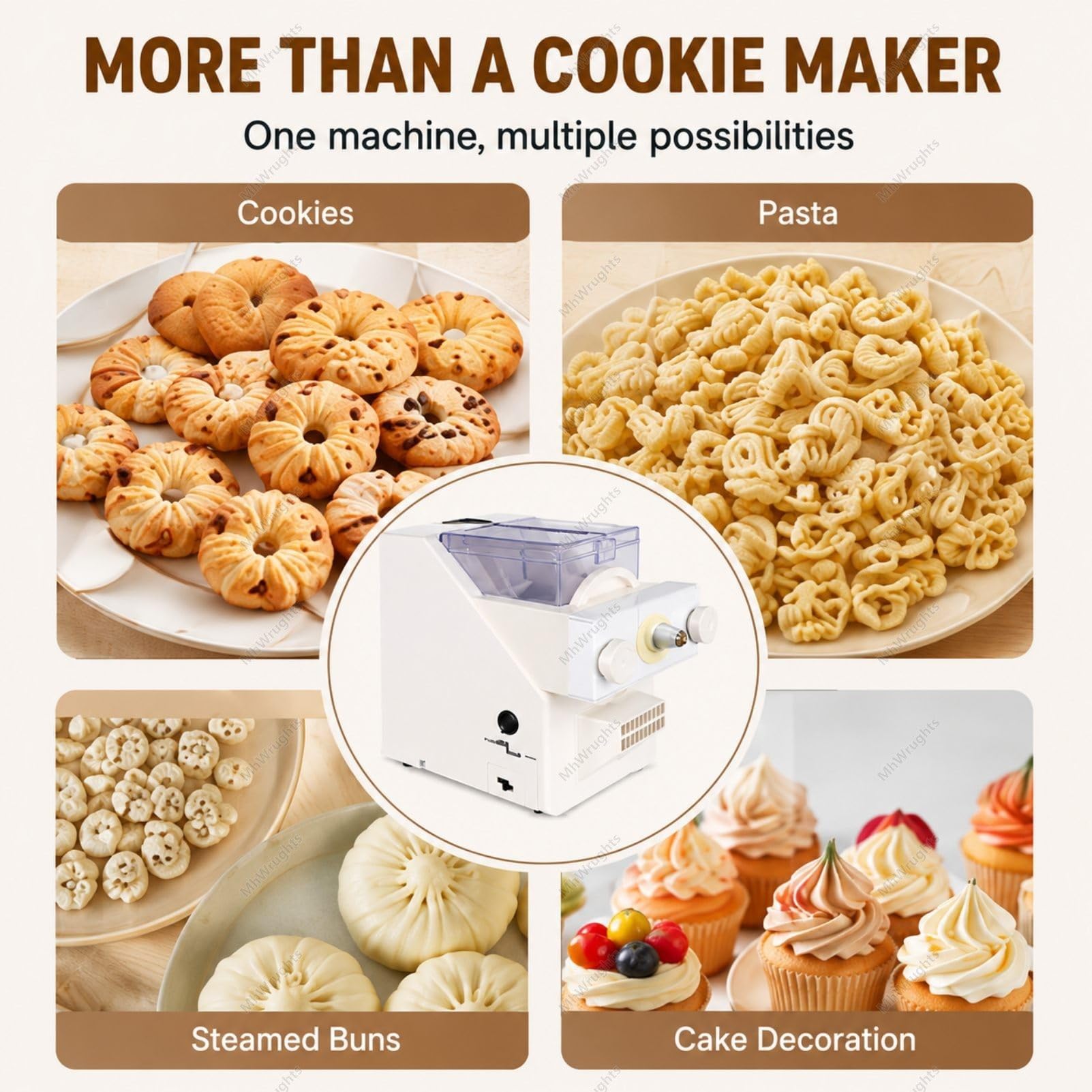 Macchina automatica per la preparazione di biscotti, 180 W, con ugelli intercambiabili, per modellare biscotti creativi per la cottura domestica, cucine e studi di cottura