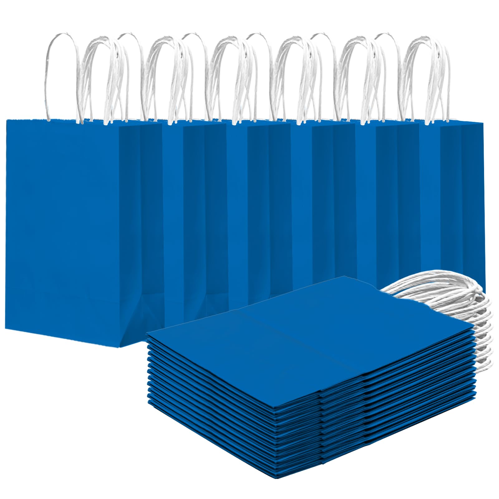 Gcardist 24PCS Small Gift Bag with Handles Bulk 8.3"x6"x3" Gift Bags Cyan Bags Multiple Uses (15x8x21cm,Small Size)
