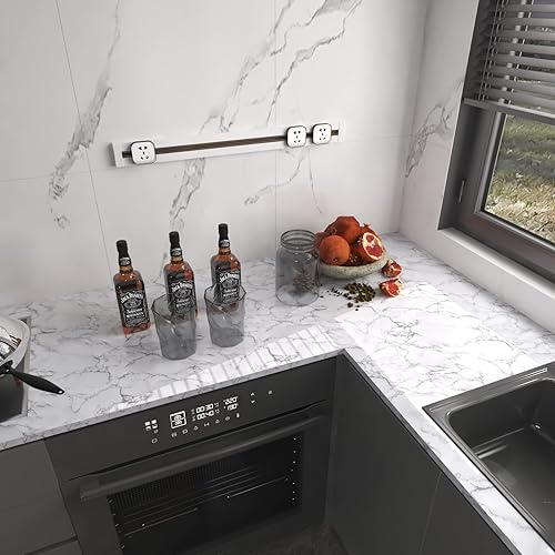 Miniatura 10 de Papel de contacto de mármol blanco marrón de 35.4 x 197 pulgadas, papel tapiz de mármol brillante para despegar y pegar, papel de pared de vinilo