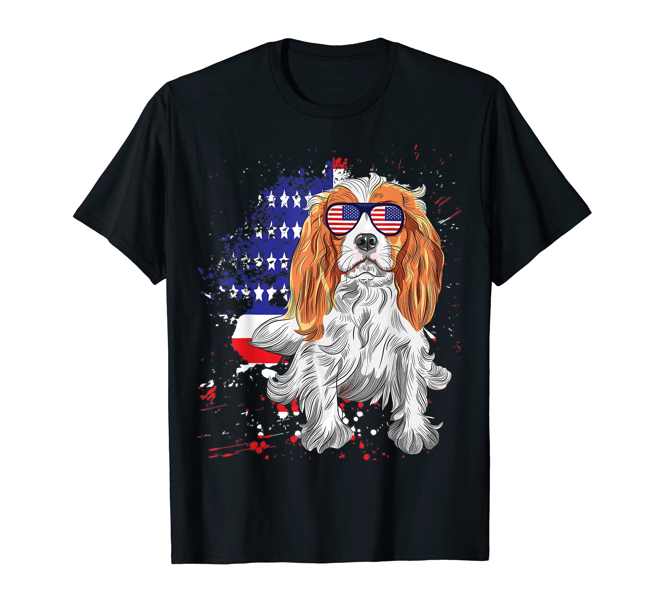Funny Cavalier King Charles Spaniel Independence Day T-shirt T-Shirt