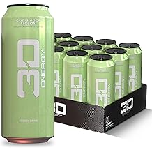 Energy Drink &ndash; Sugar Free, 200mg Caffeine, Pre Workout, Taurine, L-Carnitine, Lightly Carbonated, 16oz Cans, 12 Pack - Cucumber Melon