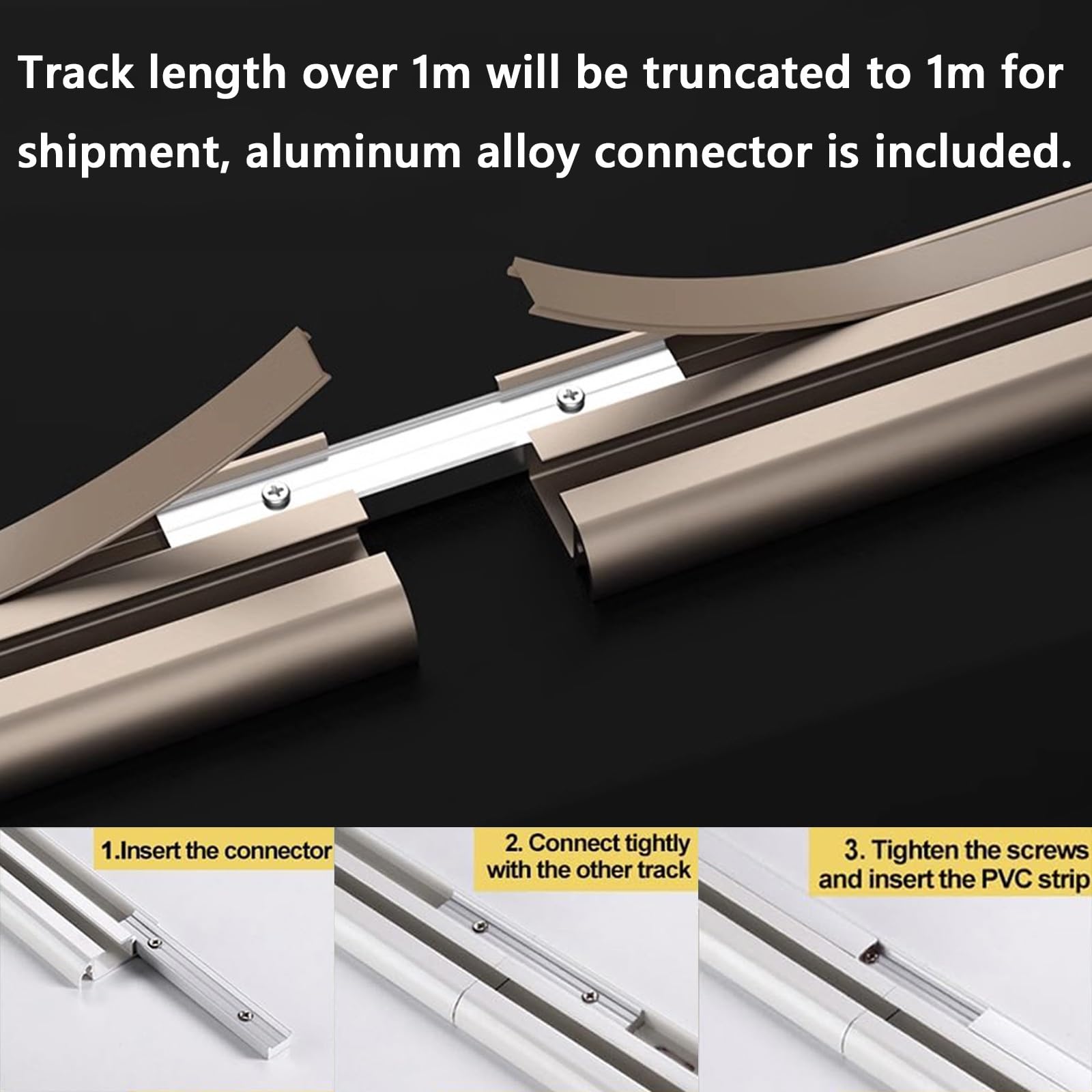 Ultra-Thin Ceiling Mount Curtain Track Rail - Aluminum Alloy, Various Sizes (Black, 1.9M)