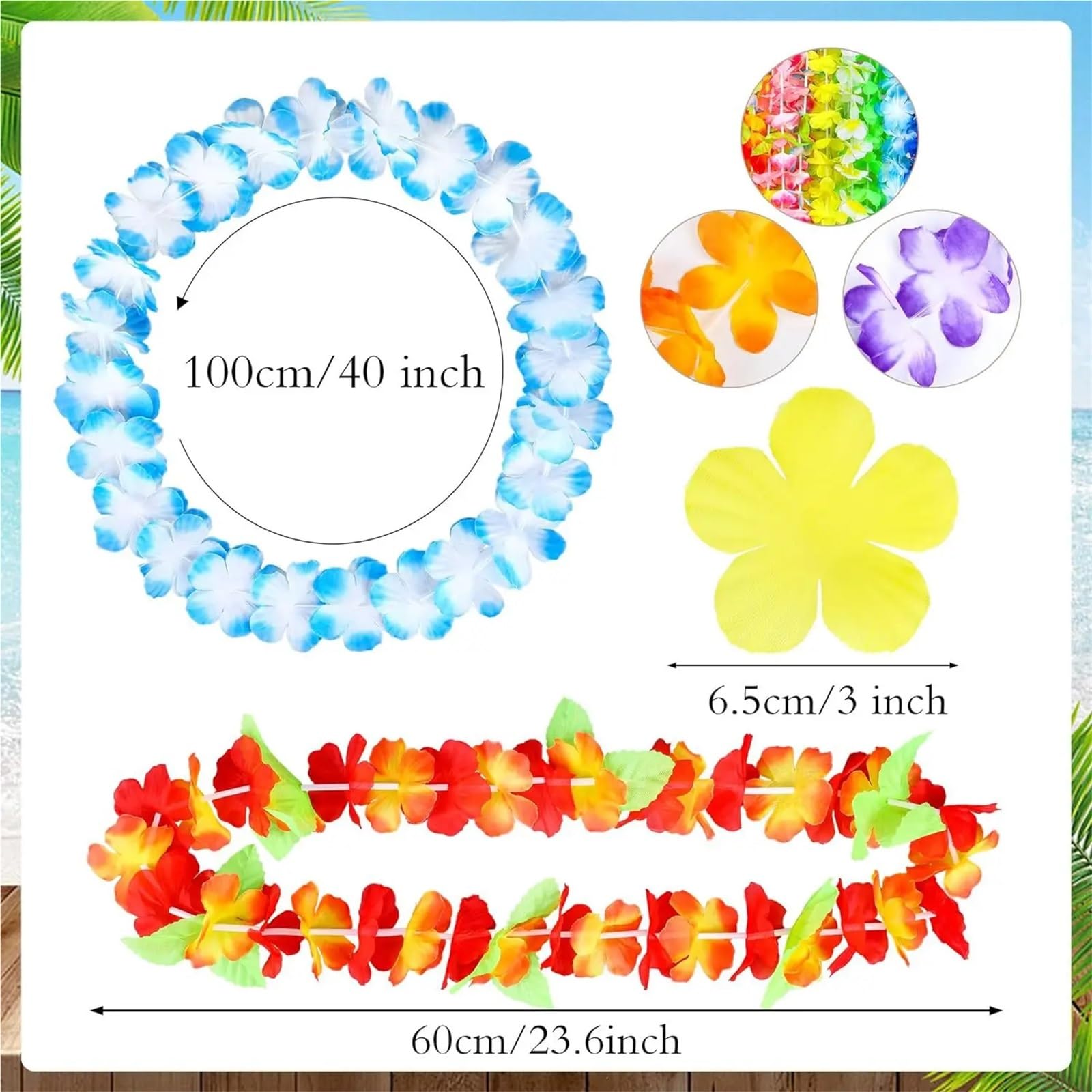 Hawajska garlanda, Naszyjnik Hawajska Girlanda Kwiatowa Lei Wielokolorowy 36-200szt(36pcs)