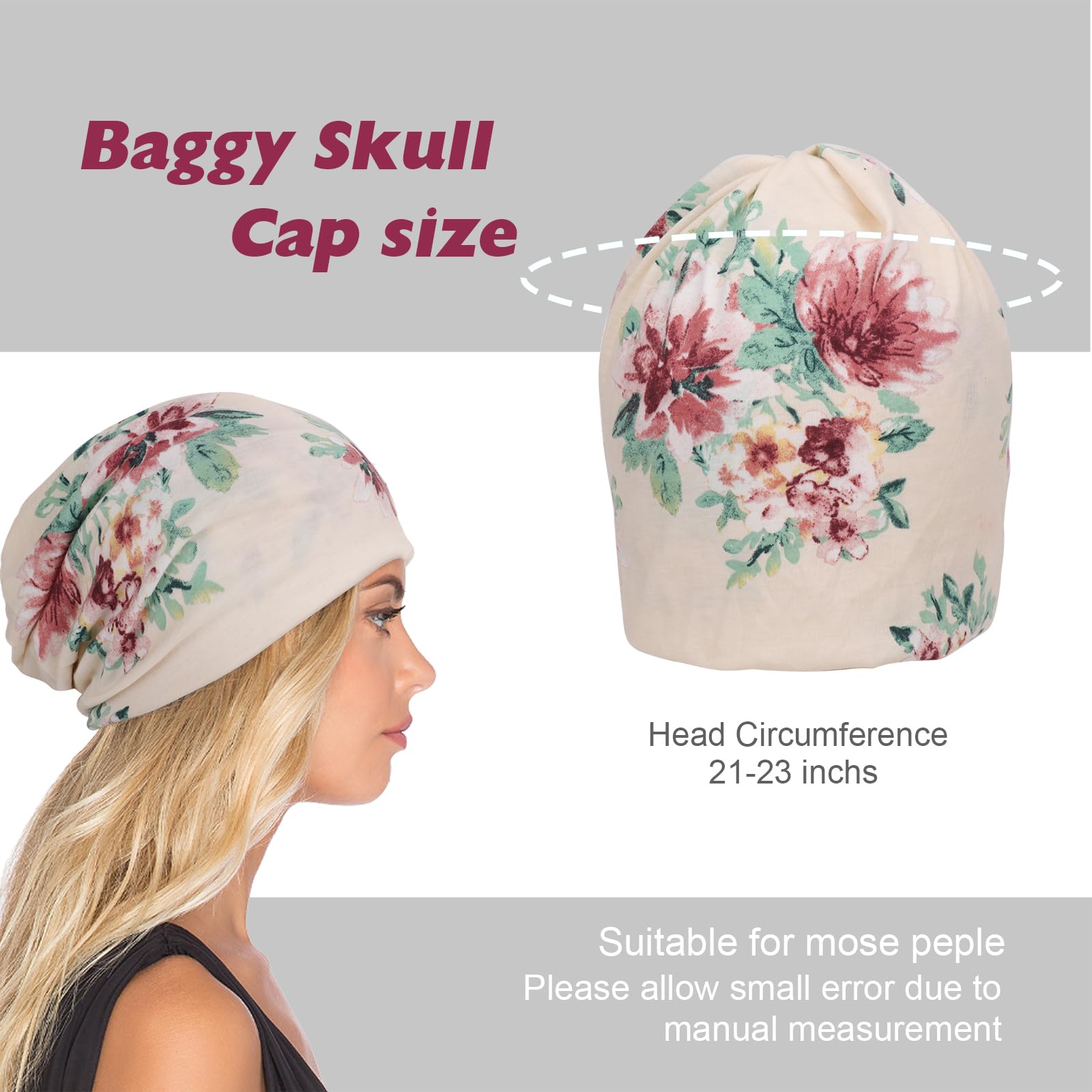 DRESHOW Bonnet Souple Bonnets Chapeaux Femme Slouch Jersey Léger Respirant Bonnet Tombant Chapeau pour Chimio Femmes