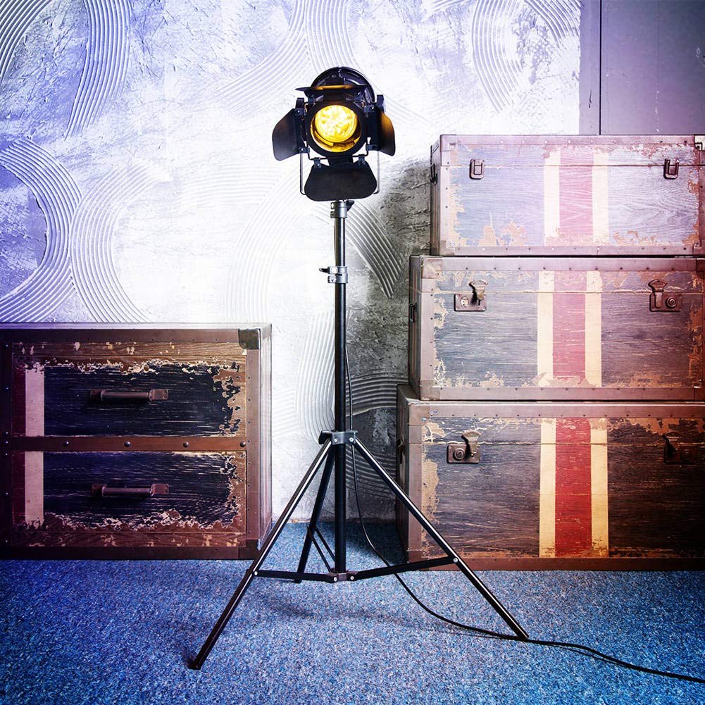 Industriale nero treppiede lampada da terra Stand luci, 5m cavo con interruttore in piedi luce treppiede collo d'oca per soggiorno camera da letto ufficio bar illuminazione, 2 confezioni