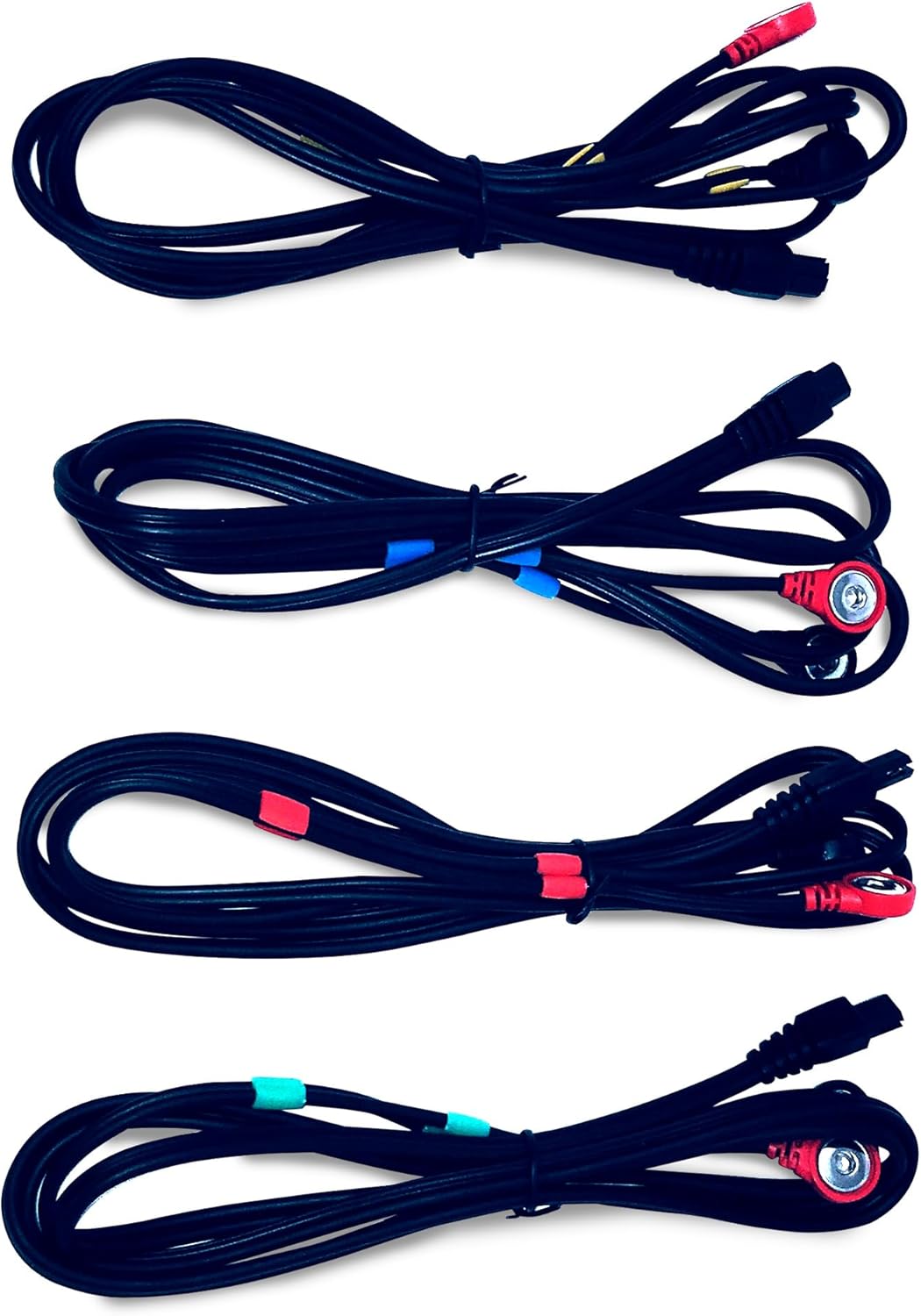 Discount TENS Brand - Replacement Lead Wires Compatible with Compex Snap Connector Electrodes - Pack of 4