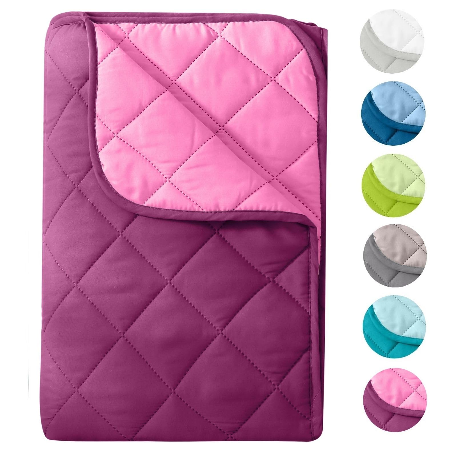 wometo Edredón de verano de microfibra, diseño reversible, 135 x 200 cm, oekoTex, color morado y morado, resistente a la ebullición, 95°, edredón ligero para camping y días calurosos, utilizable sin OEKO-TEX STANDARD 100