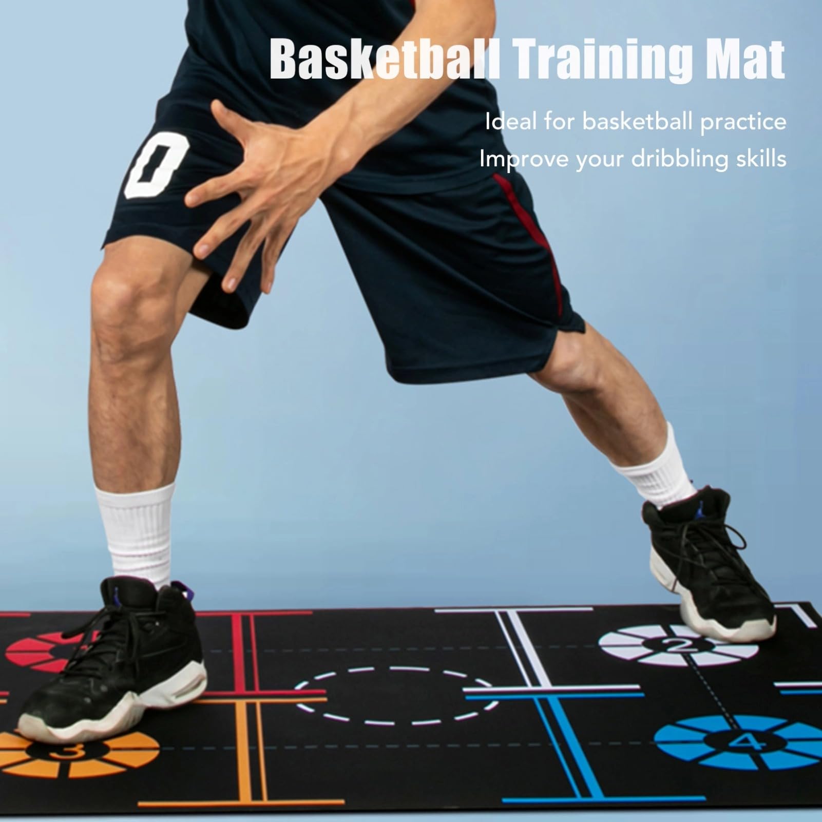Tappetino antiscivolo per allenamento passi basket, ausilio sportivo silenzioso per controllo palla, tappetino per dribbling in gomma premium 76x106,7 cm (30x42 pollici)