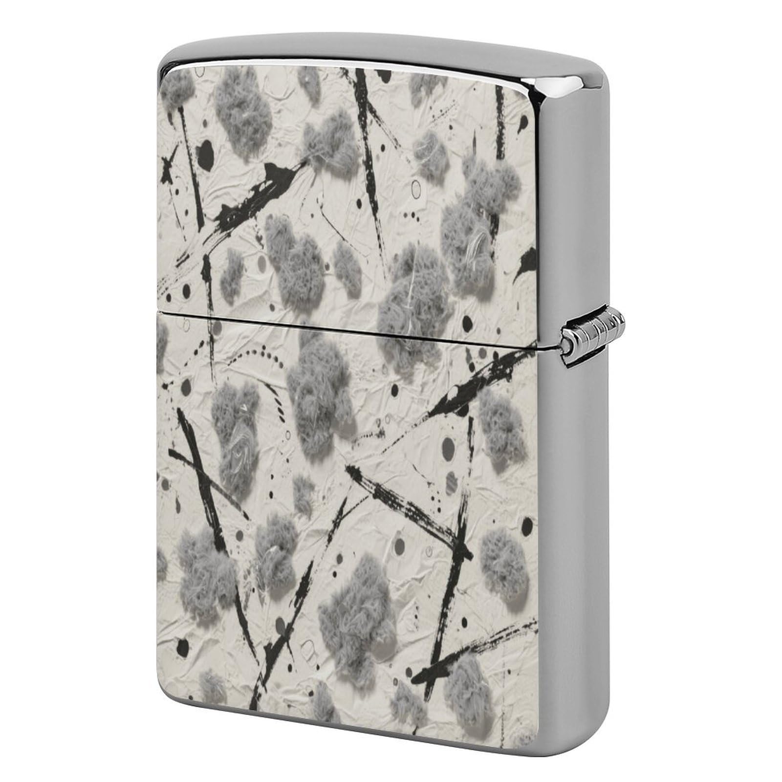 Fekiloot Style Ink Fluff Lighter Case Cover Metal Lighter Case