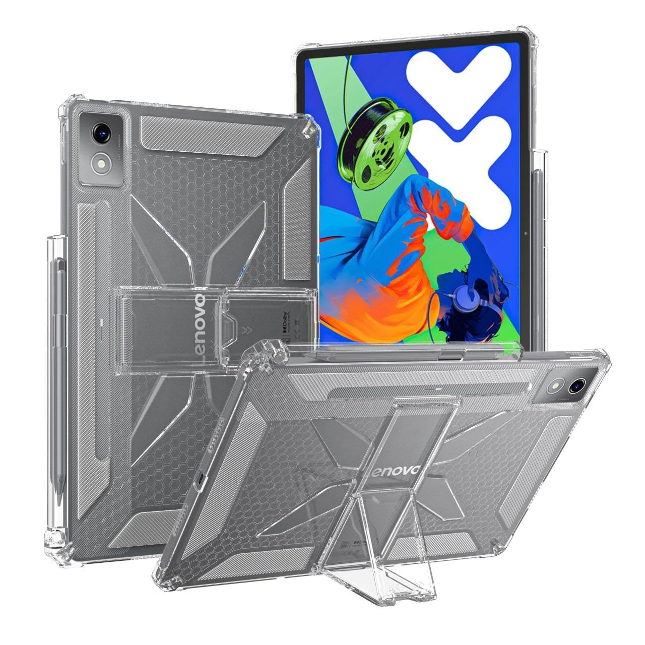 Case for Lenovo Tab M11 11-Inch | Clear Shockproof Back Cover with Built-in Pencil Holder & Adjustable Kickstand Protective Tablet Case-image-16