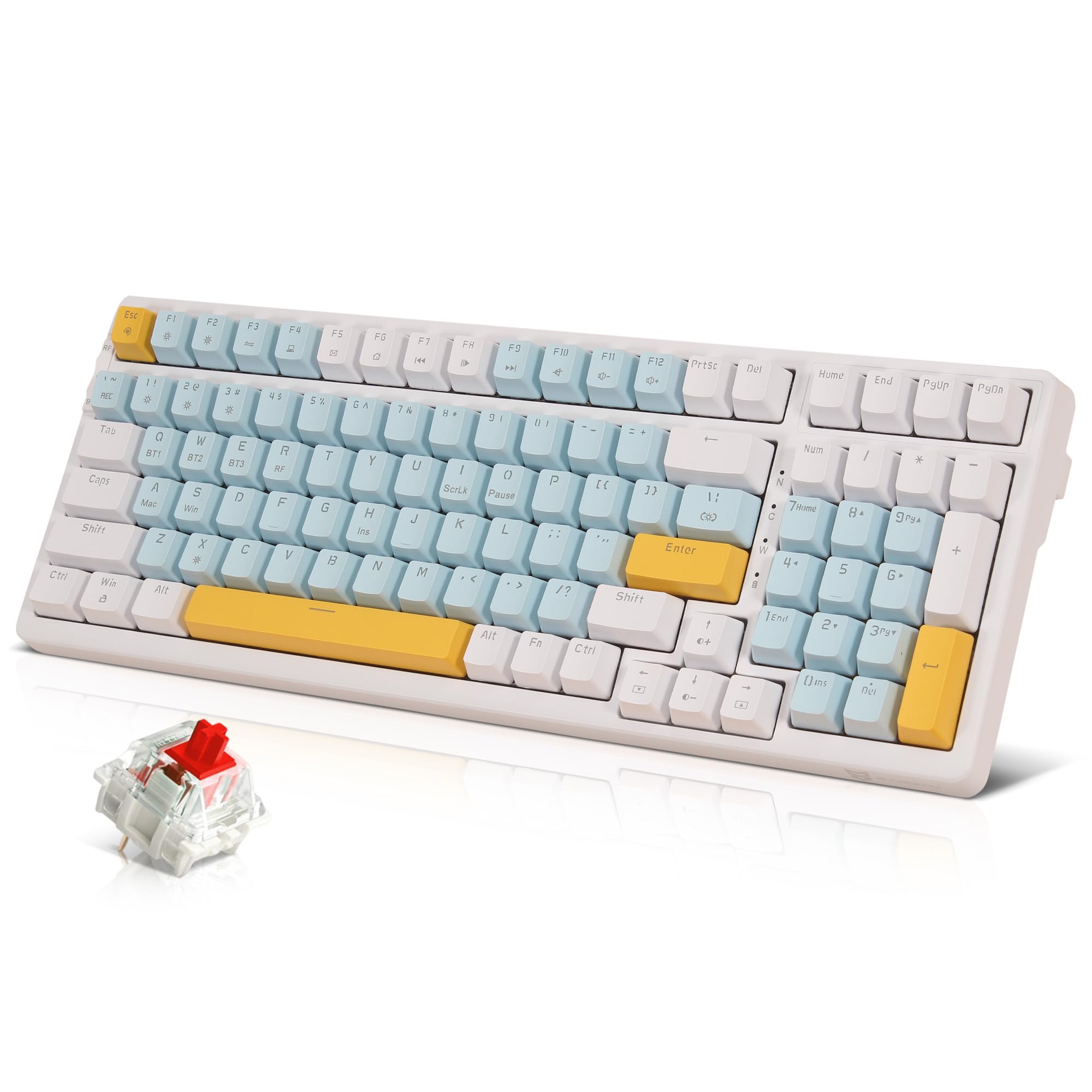 Tastiera Meccanica Wireless Con LED Blu - Switch Brown, 100 Tasti, Per Gaming E Ufficio - Foto 4