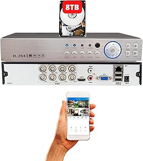 Evertech 8 Channel H.265 Surveillance Video Recorder for 2MP AHD TVI CVI Analog Cameras 8TB Hard Drive