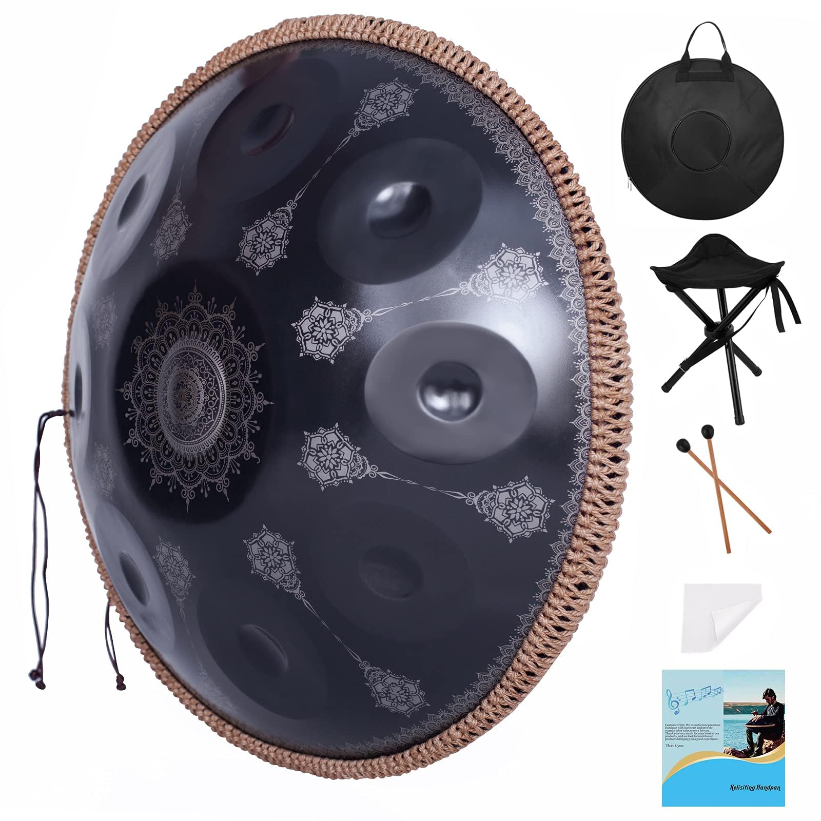 Amazon | Kelishiting 2021年 ハンドパン ドラム楽器 D 短調10音符 22