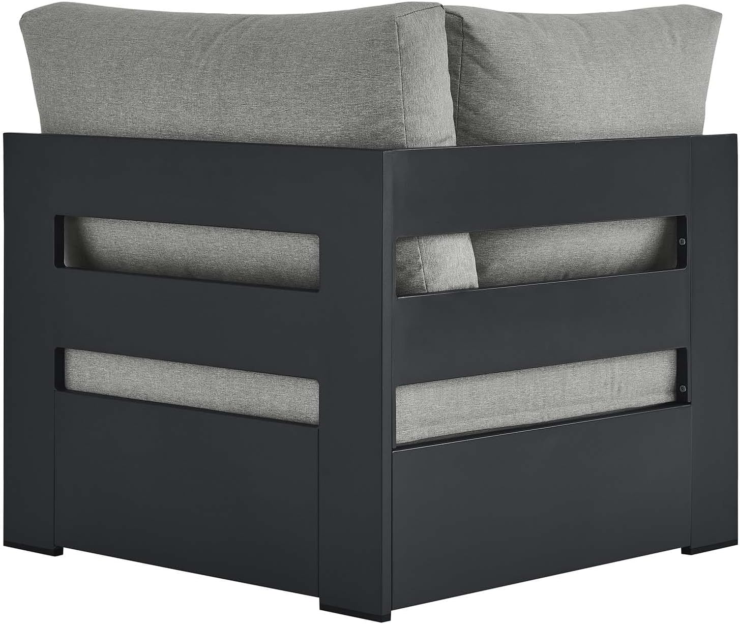 Modway Tahoe Aluminum Outdoor Sectional Corner Chair Gray with Weather-Resistant Cushions, Deep Seat Modular for Patio Furniture Lounge Set