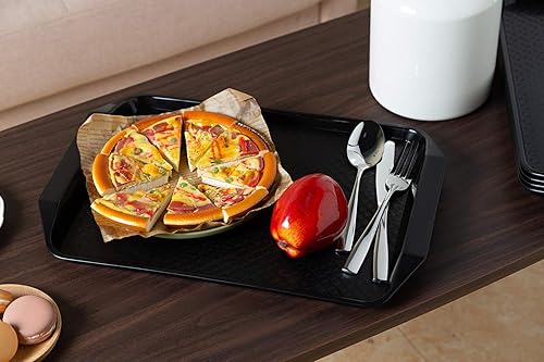 Vista 5 de Bandeja de plástico para comida rápida, 16.7 x 11.8 pulgadas, juego de 12 (negro)