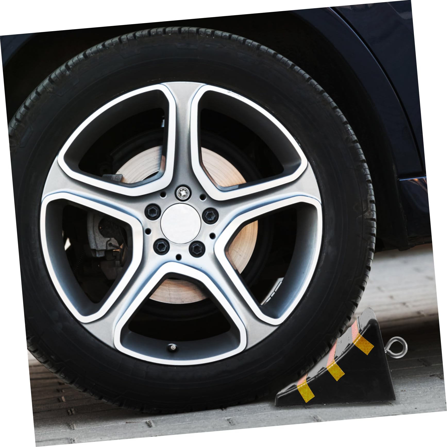 ABOOFAN Tragbarer Gummi Radkeil 170x150x110mm mit Eisenring Fahrzeugunterlegkeil für Auto Motorrad LKW Rutschfester Reifenstopper Sicherheitskeil