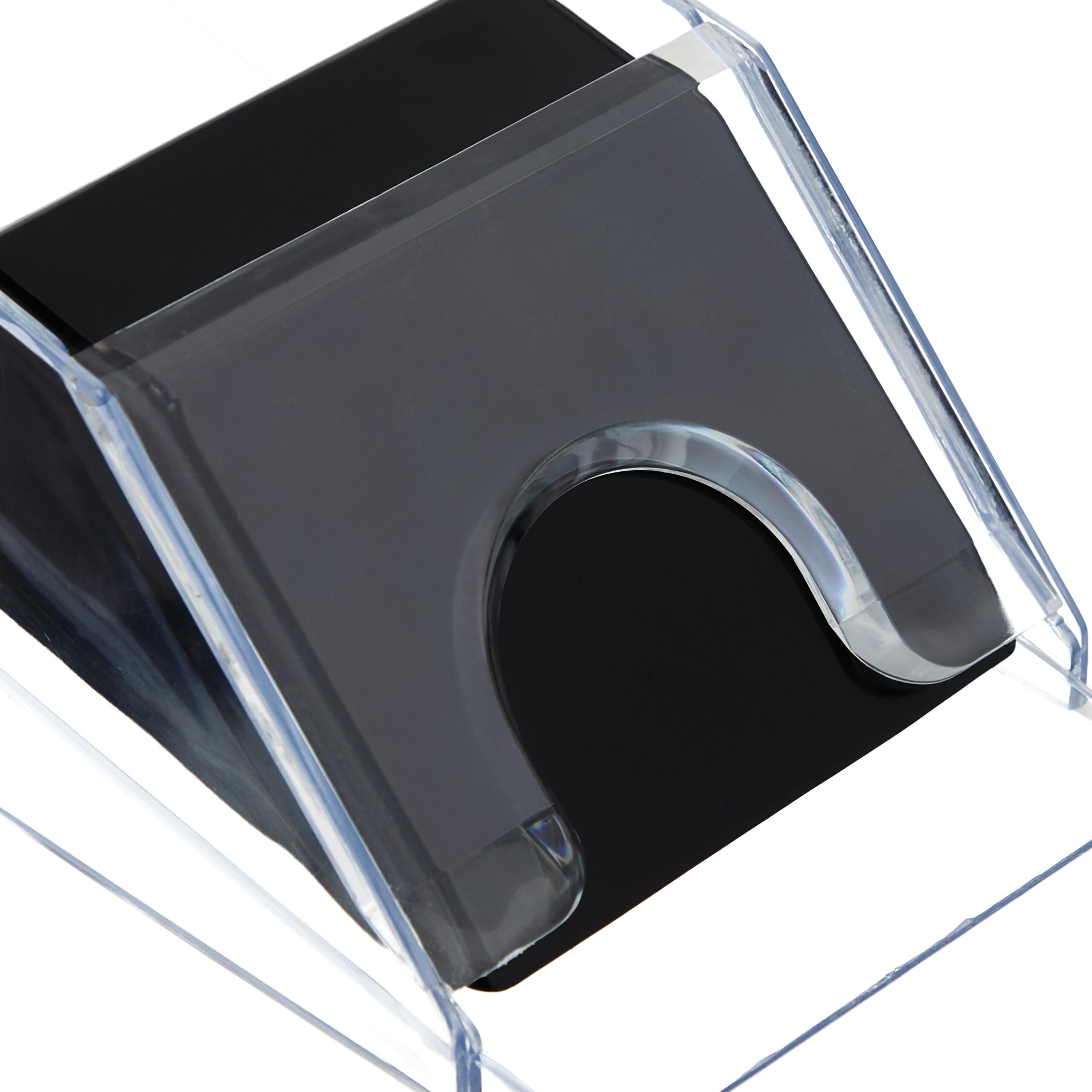 Relaxdays Distributore Carte da Gioco Dispenser 6 Mazzi Dealing Shoe Black Jack 10x10x29 cm Trasparente Nero