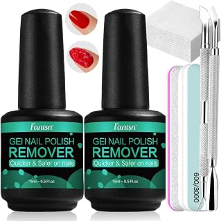 Gel Nail Polish Remover Kit with Tools, Quick Removal in 2-5 Mins, No Foil/Soaking Needed, Includes Cuticle Pusher & Nail File, No Acetone for Home DIY, Safe for Natural Nails