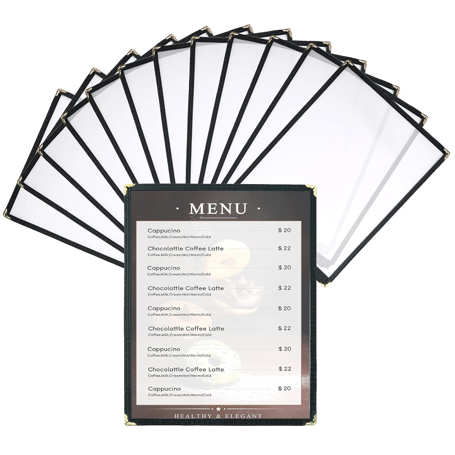 12 Pack Menu Covers 8.5 x 11 Inch, 1 Page 2 View