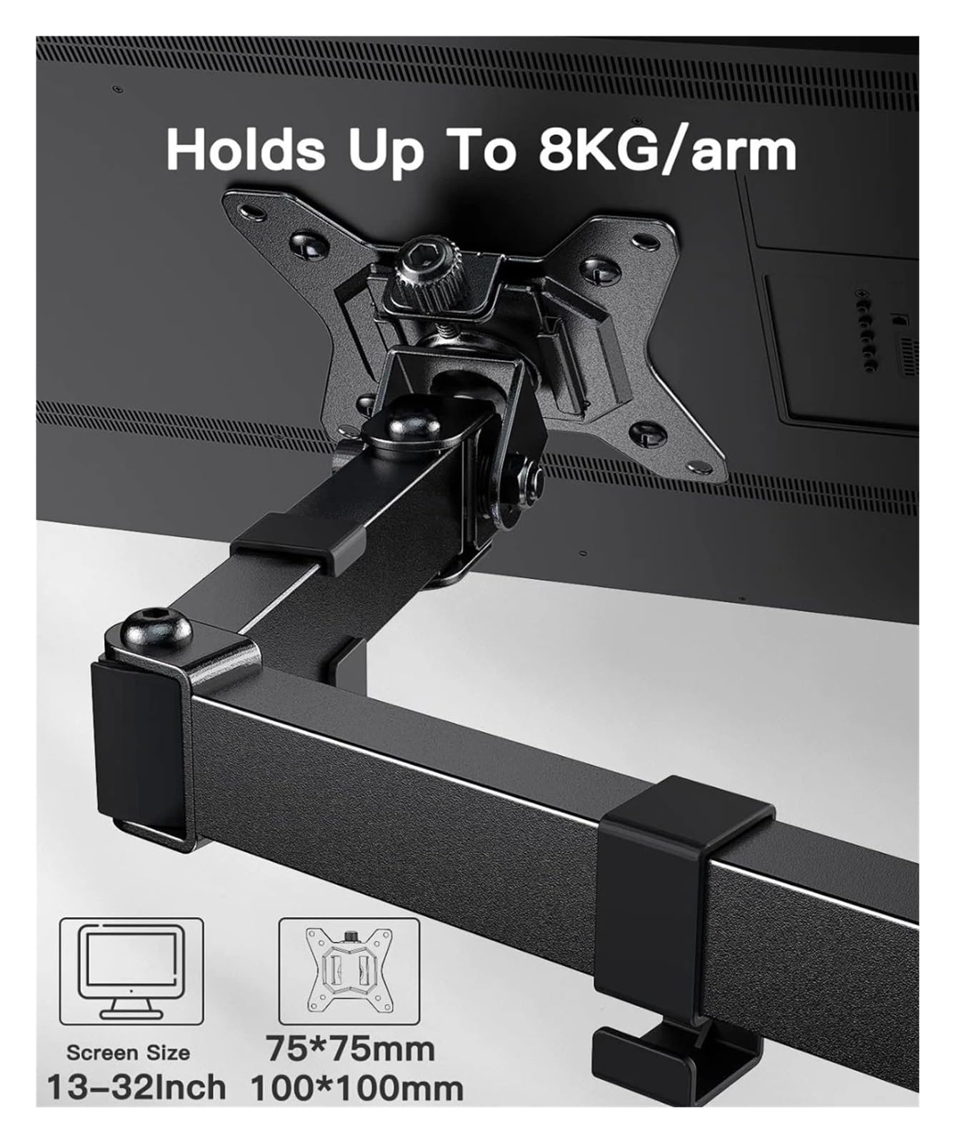 braccio per monitor, Supporto for doppio monitor: 2 monitor fino a 27 pollici