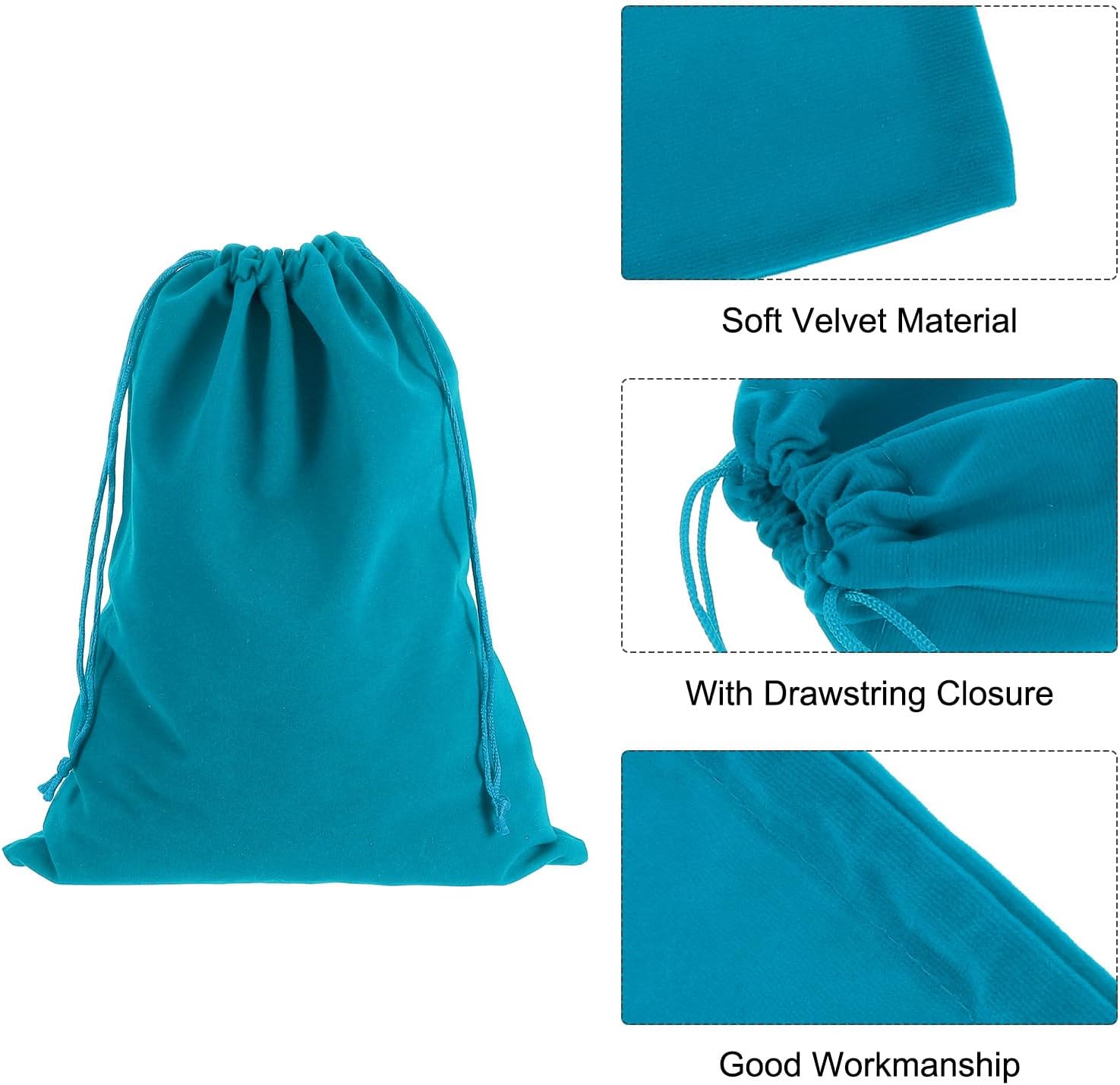 uxcell 25 Pcs Velvet Drawstring Bag, 8 x 10 Inch Jewelry Velvet Pouches Gift Bags for Wedding Party Favor Candy Jewelry Packaging Organizing Storage, Sky Blue - Image 3
