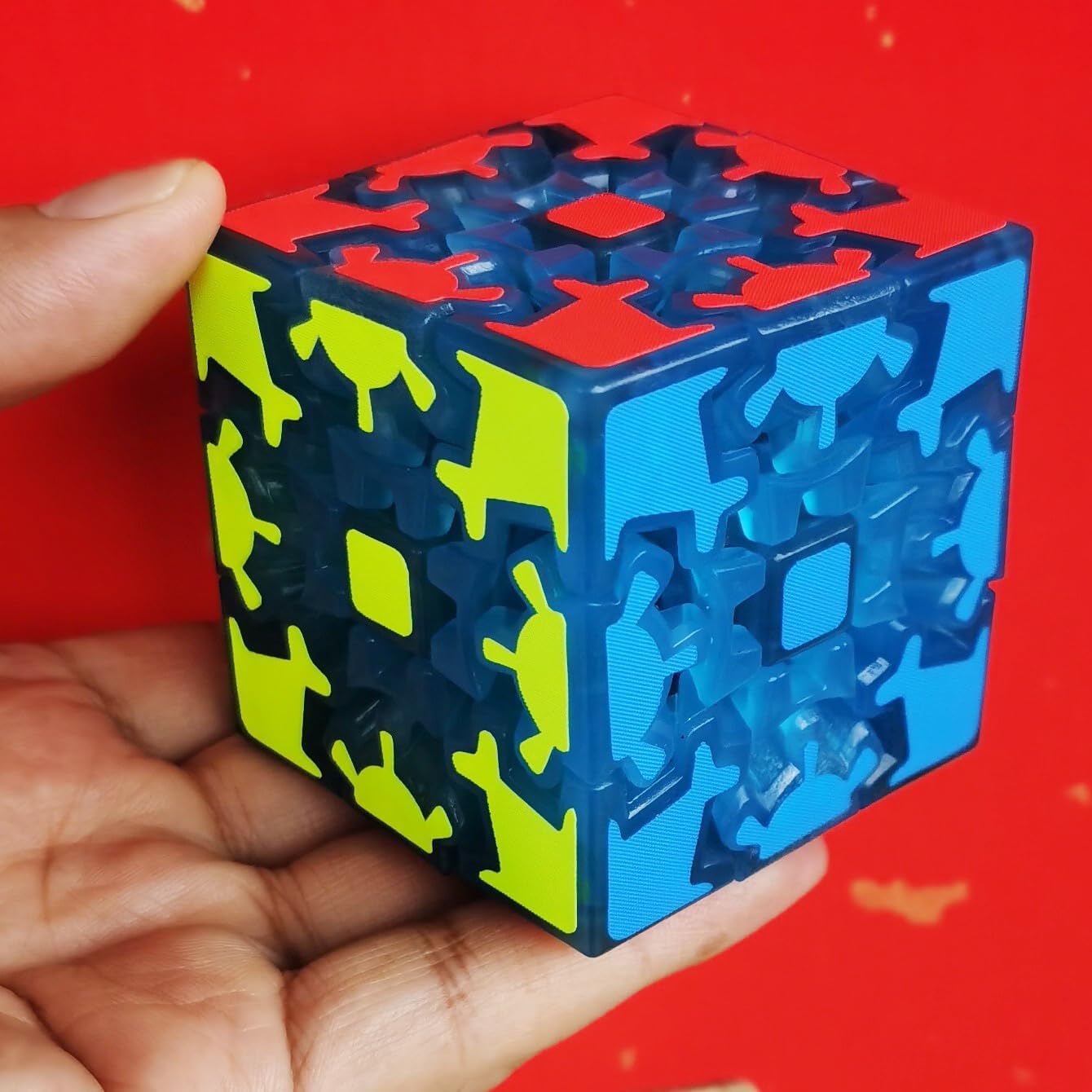 3x3 Fluorescent Speed Cube Glow in Dark Magic Speed Cube 3-D Brain Teasers IQ Puzzles for Kids and Adults (Gear Fluorescent)