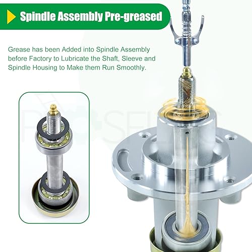 Miniatura 5 de 539112170 Conjunto de husillo con polea de husillo 153535 reemplaza 539112170 Husqvarna 539112170 Conjunto de mandril, polea 153535, 532173436,