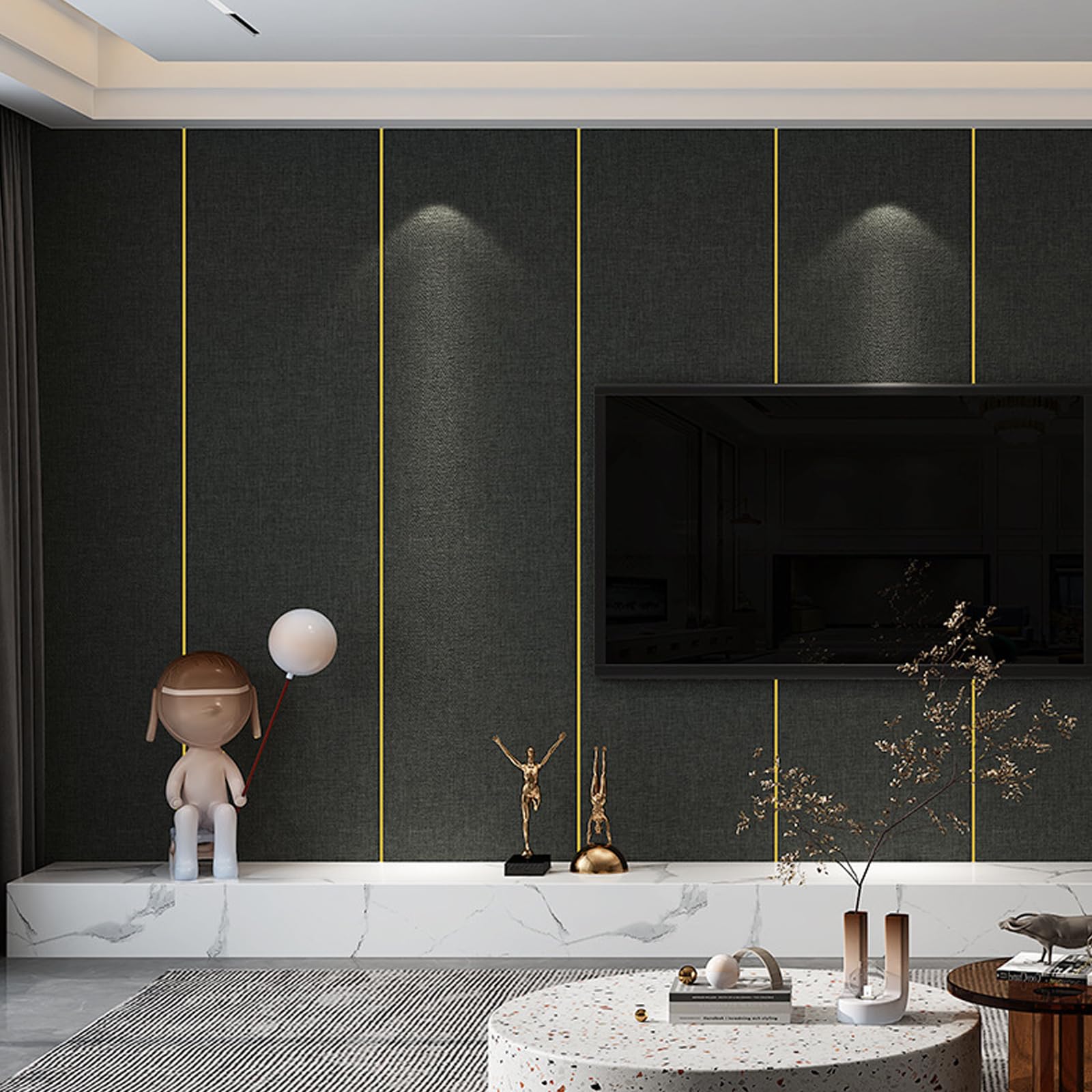 Modanatura Adesiva Per Pareti, Striscia Flessibile Per Modanatura, Modanature Autoadesive Per Pareti, Soffitti, Pavimenti, Decorazioni Per La Casa, Oro (10m X 9mm)