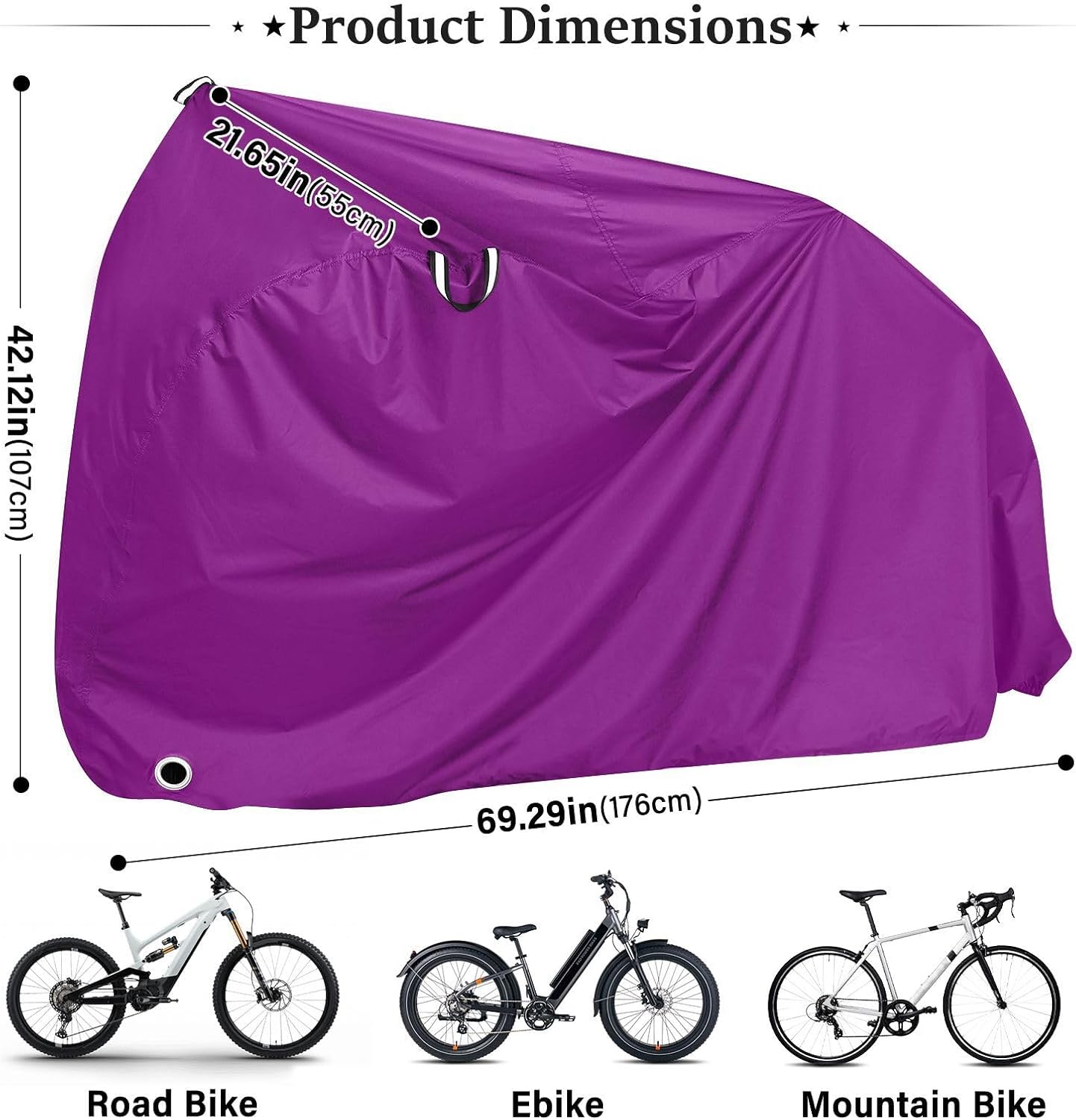 Purple Plain Covers for Bike Waterproof Outdoor Rain Cover Bikes Storage
