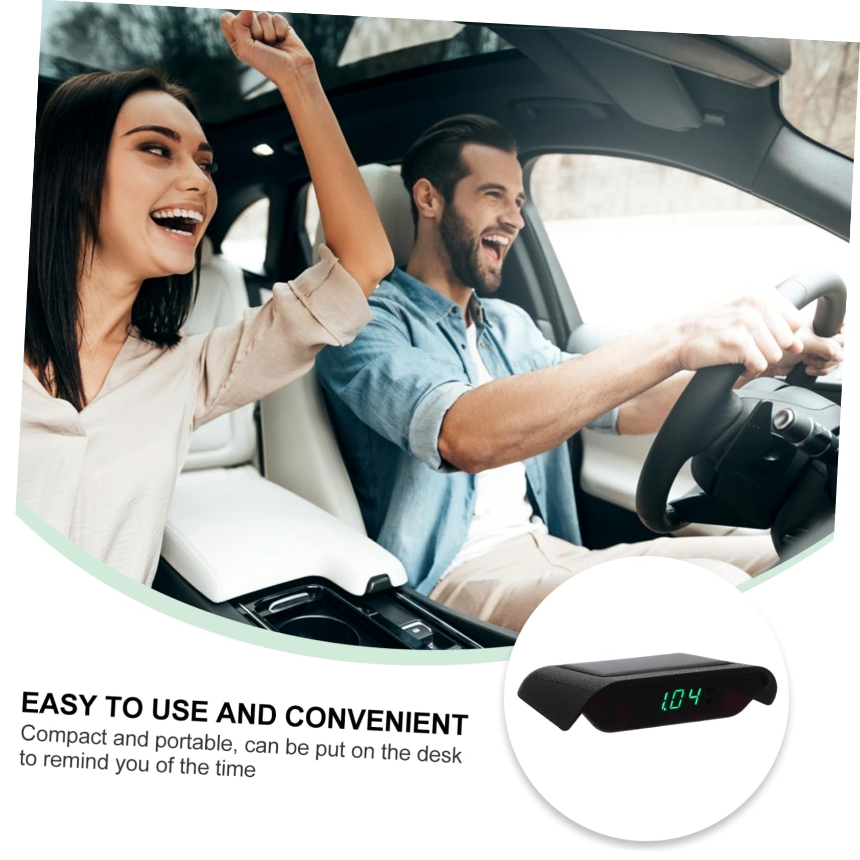 Reloj De Coche Solar De Alta Precisión y Pantalla Digital Temporizador Electrónico Para Vehículos Usb Para Día y Noche