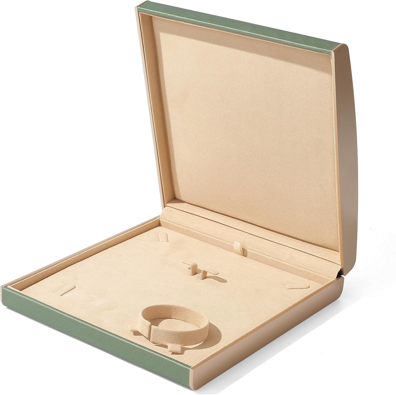 5 in 1 PU Leather Jewelry Set Box Microfiber Interior Gold Rimmed Necklace Earring Ring Bracelet Earring Gift Box Jewelry Case (Green)