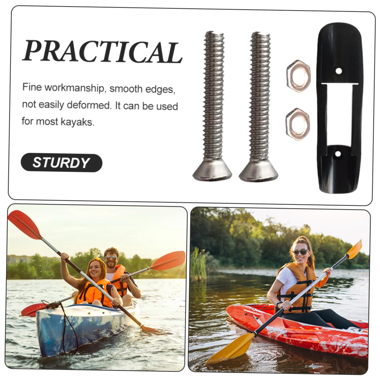 Sosoport Deck Mounted Paddle Clip Fixed Paddle Clamp Screw Sturdy Paddle Buckle for Kayak Canoes Easy Installati