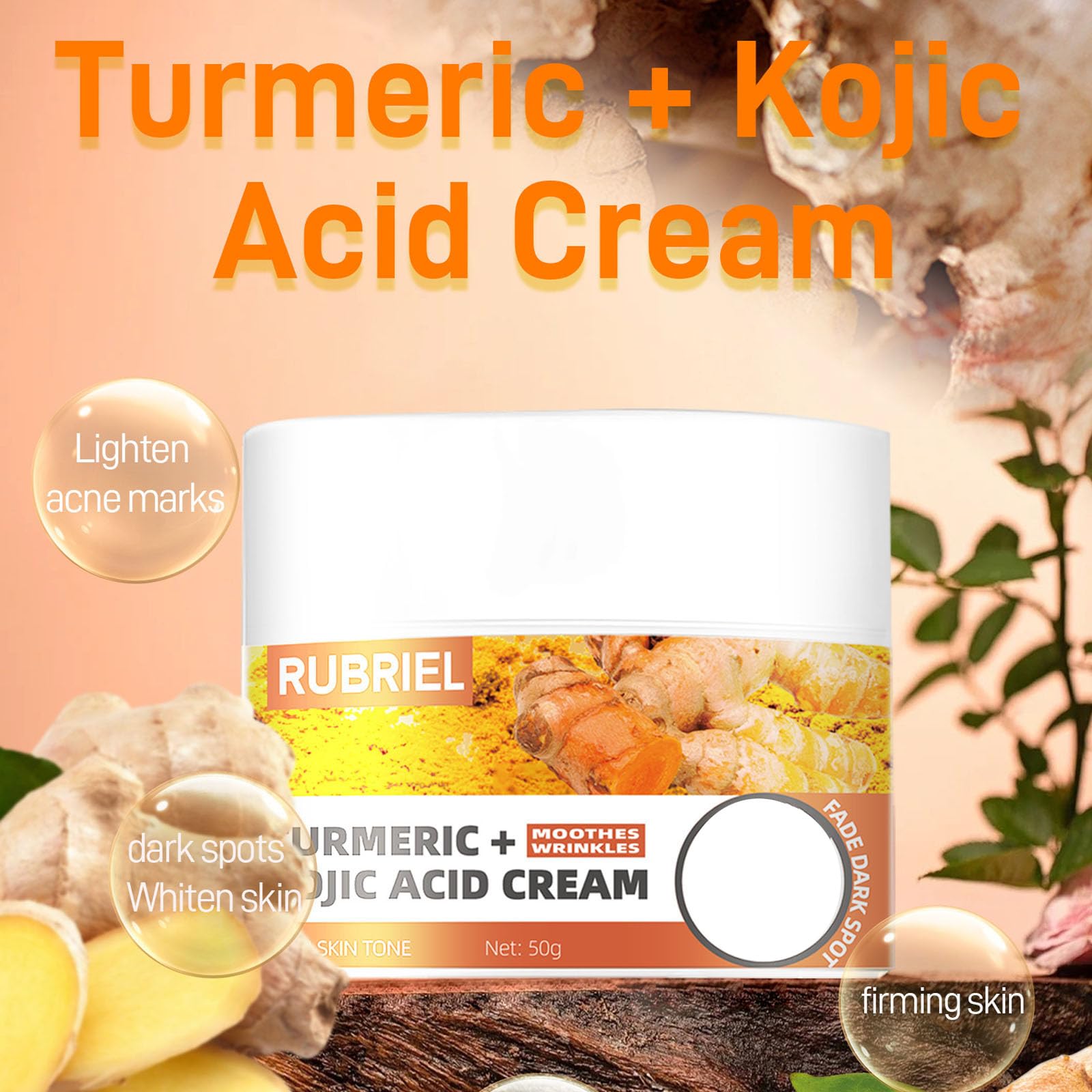 Turmeric Kojic Acid Face Cream- Natural Turmeric Skin Brightening Lotion for Face & Body - Image 2