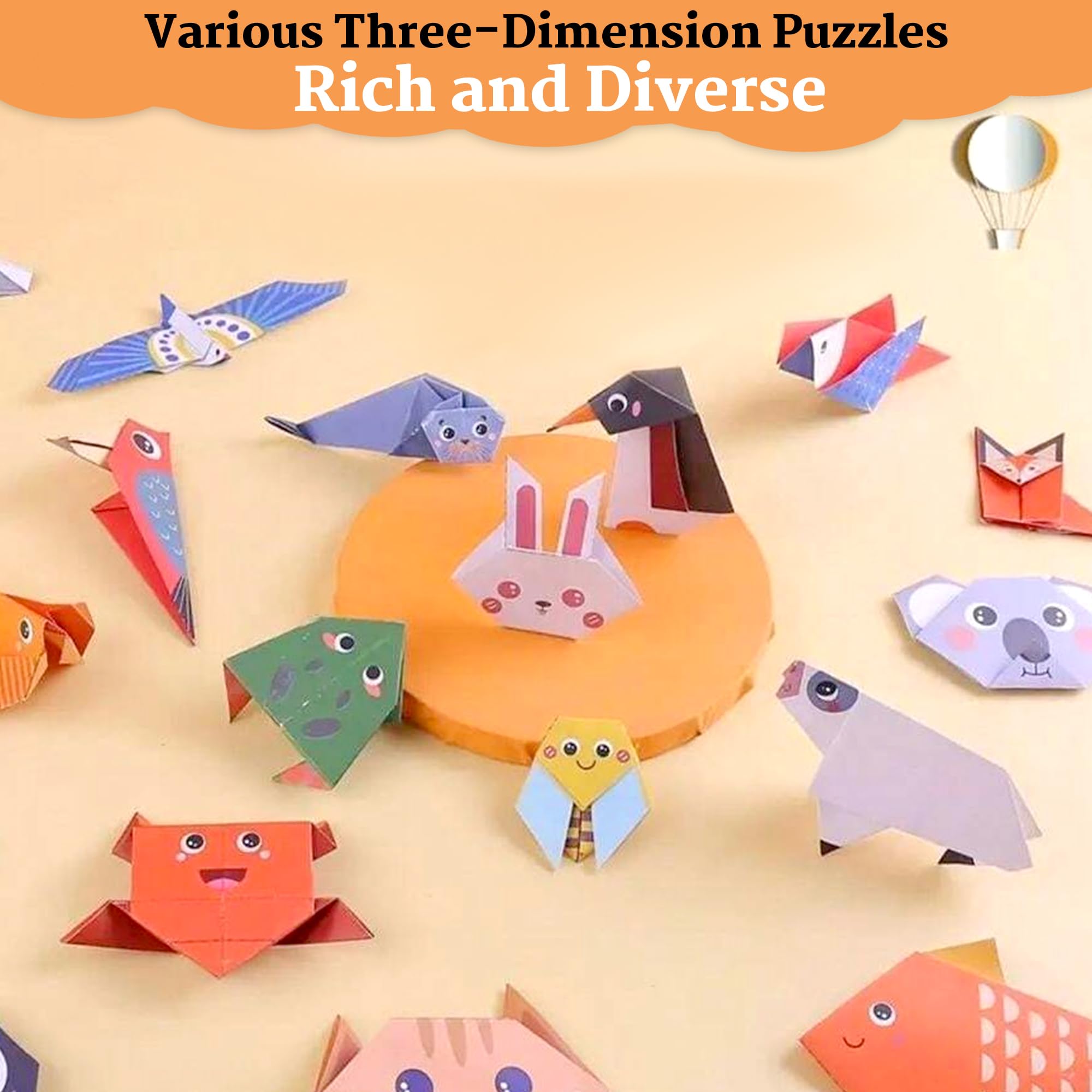 GLUN® Creative Origami Sheets, 30 Different Articles, Advance 4-5 Year Age Group, DIY Kit for Kids, 3D Origami Kit with Origami Book Size (21.5X14 cm) 2