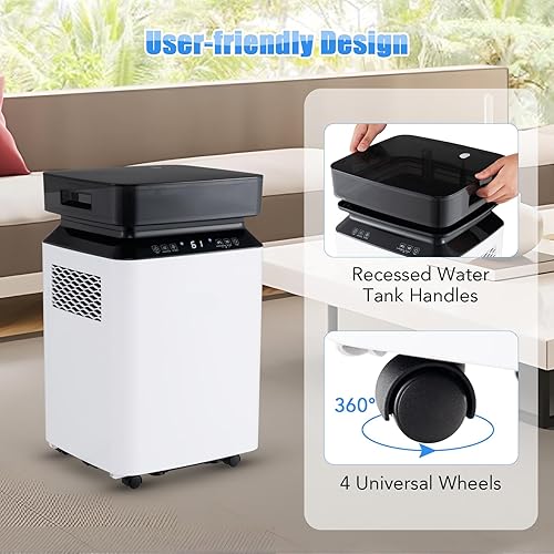 Miniatura 9 de ARLIME Deshumidificador de 70 pinta con bomba, 4500 pies cuadrados, modo continuo y automático, tanque de agua de 2.2 galones, drenaje automático o