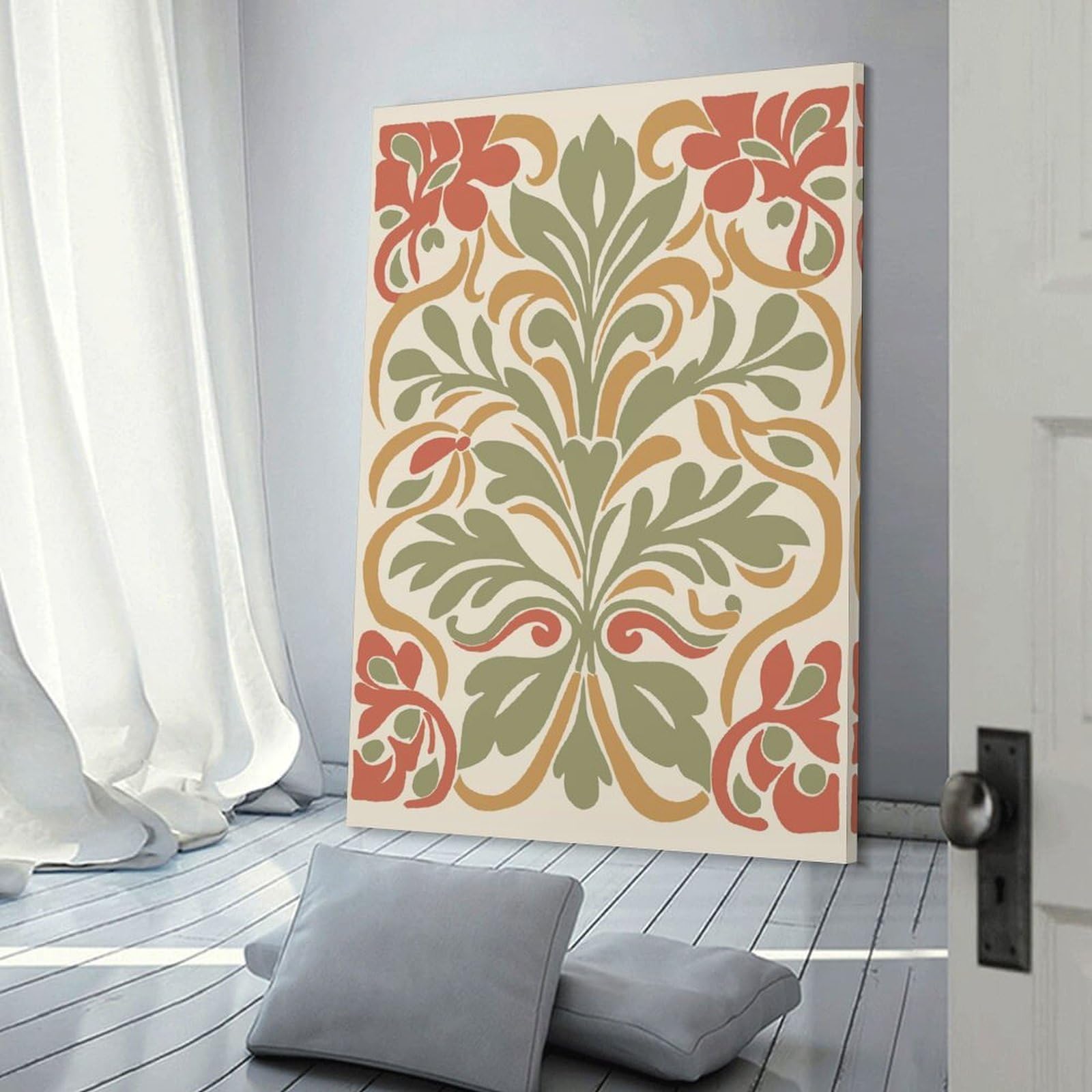 Junmoney Bohemian Floral Design Decorative Wall Artwork 24x36inch(60x90cm), for New Homes, Bedrooms Or Workspaces, A Wall Art Gift for Fresh Interiors