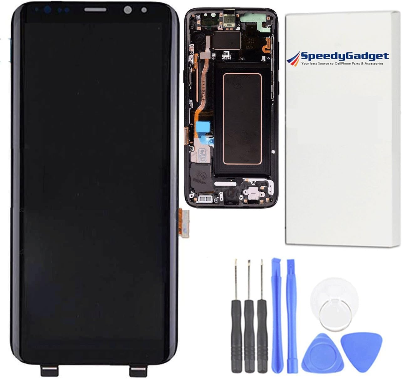 [Original Quality] S8 Plus Screen Replacement for Samsung Galaxy S8+ 6.2" AMOLED Display Touch Digitizer with Black Frame – LCD Assembly by SpeedyGadget