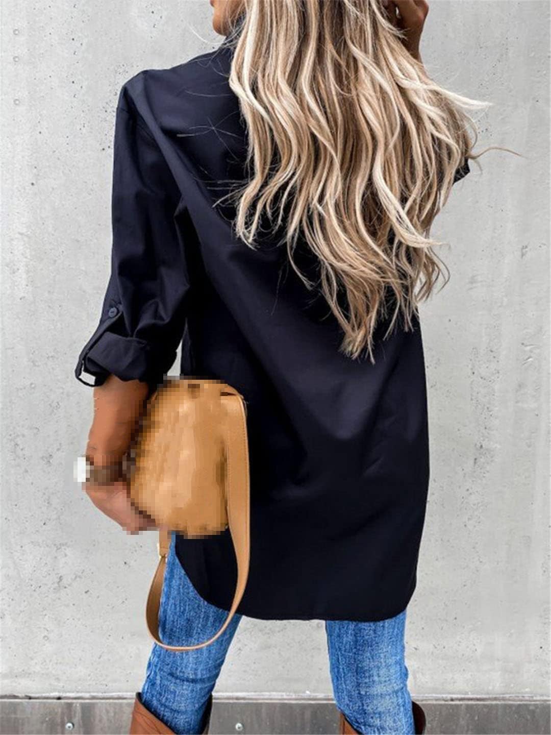 Women's Shirt Office Blouses Double Pocket Button Women Top