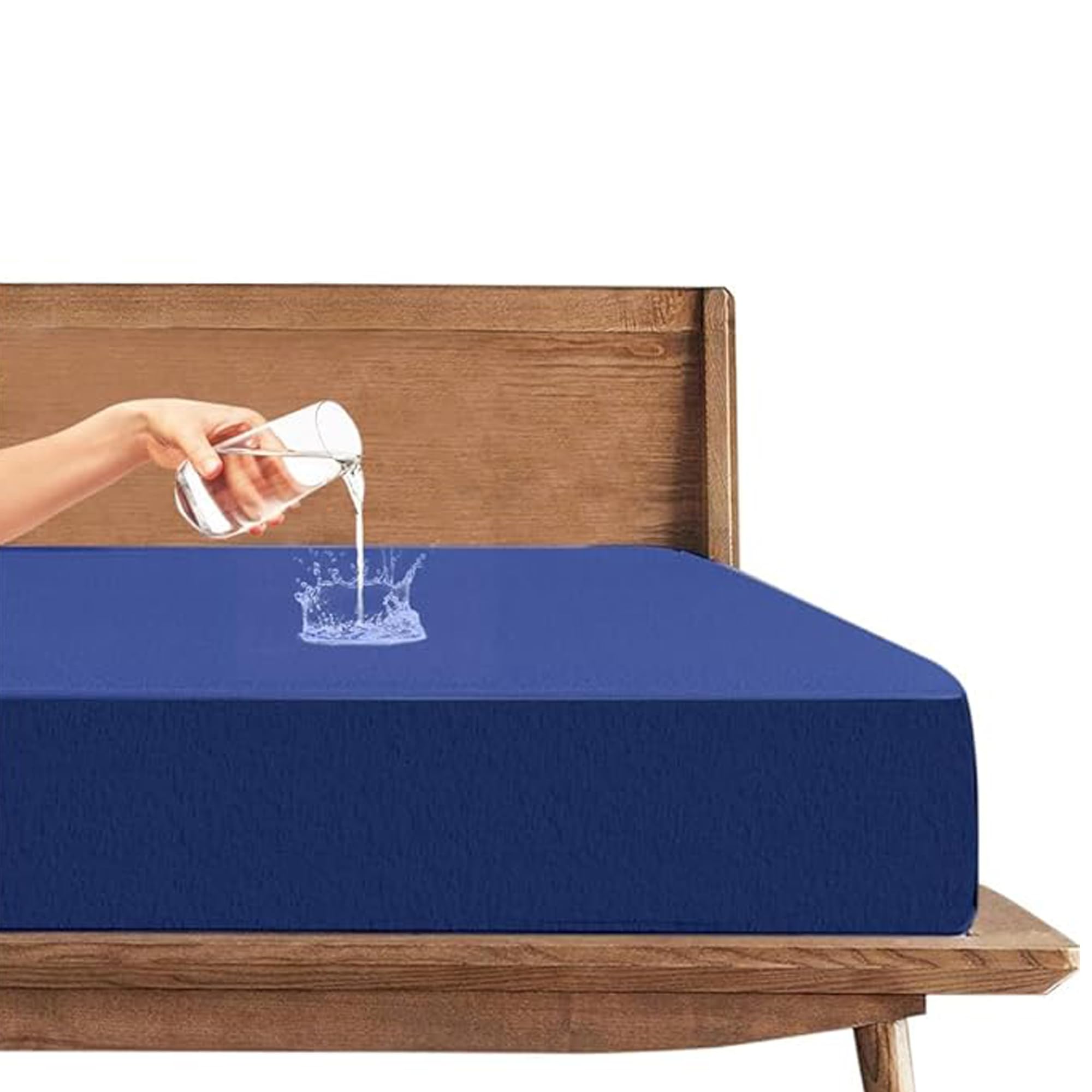Trance Cotton Feel Terry Ultra Soft Waterproof Mattress Protector |Hypoallergenic Mattresses Cover (75x60 inch | 6.25x5 feet, Classic Blue - Pack of 1)