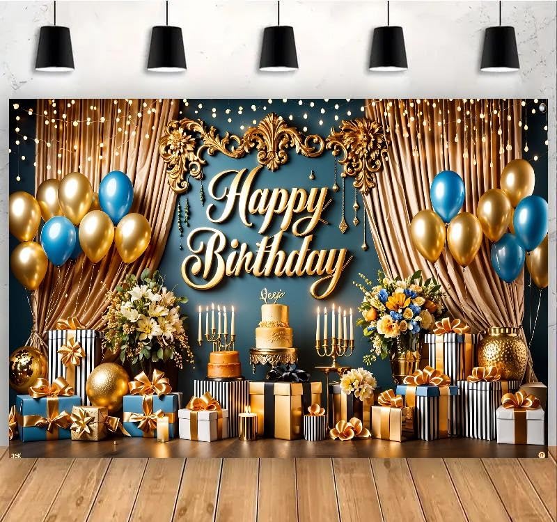 Image of Happy Birthday Backdrop Banner, Colorful Birthdays Banner Backdrop Happy Birthday Party Decorations Yard Sign Background for Kids Birthdays Party Indoor Outdoor Decorations (5x3.6ft)