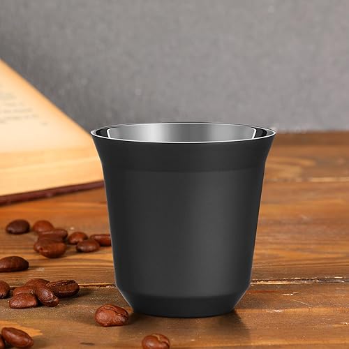 Miniatura 5 de Hsei 12 tazas de café de acero inoxidable de 2.5 onzas2.5 fl oz, tazas de metal Demitasse resistentes al calor, vaso de café con aislamiento de