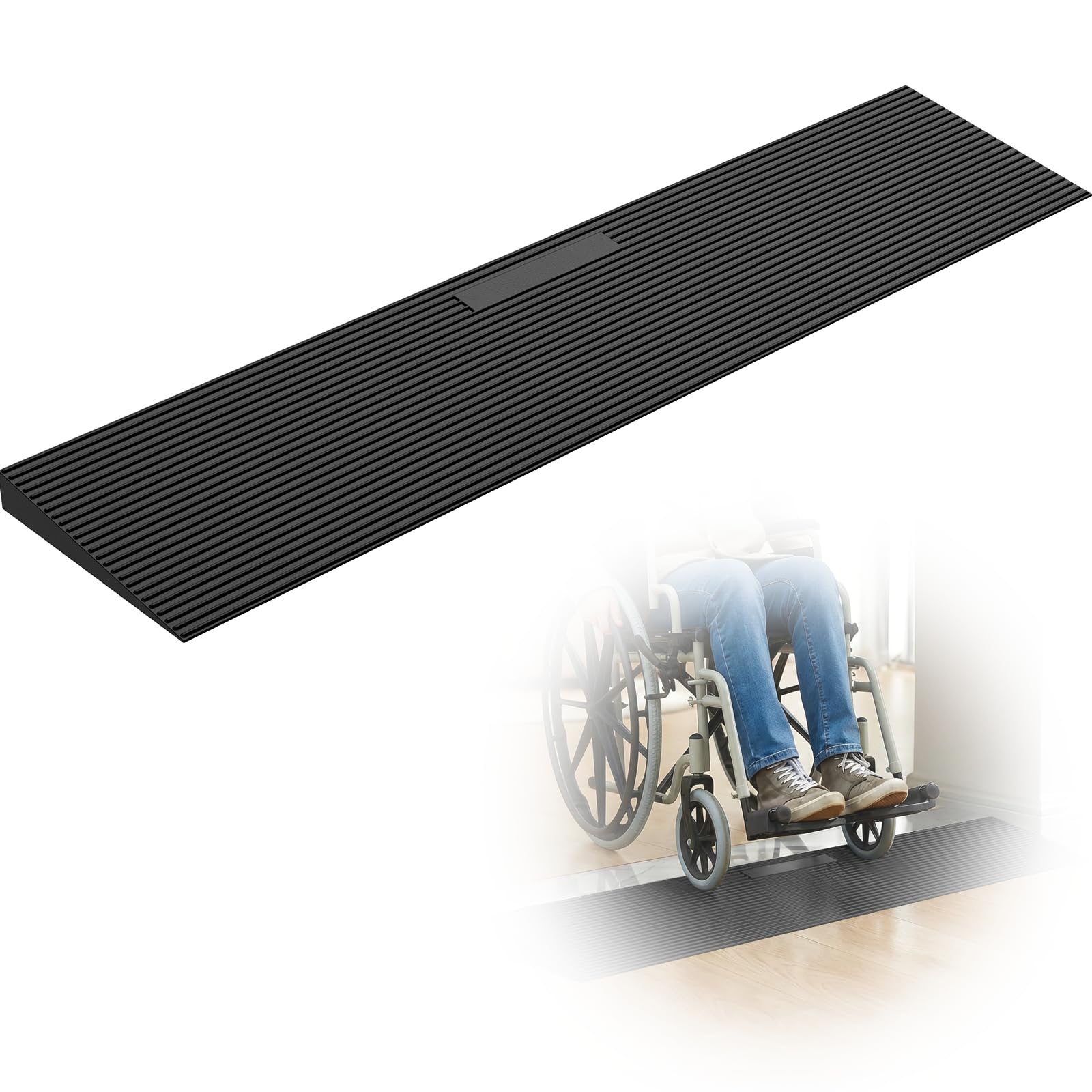 FACHNUO Rampa de goma, 3 cm de altura, 90 cm de ancho, capacidad de carga de 1500 kg, rampa para sillas de ruedas ajustable y recortable para umbrales de puertas, bordillos, baños, scooters y