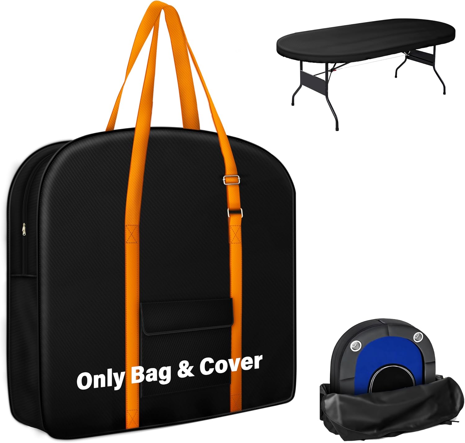 Foldable Poker Table Bag + Protective Cover (Fits 71" Tables) | 600D Oxford Fabric + Silver-Coated Dustproof Layer, Adjustable Shoulder Strap & Multi-Pocket Storage