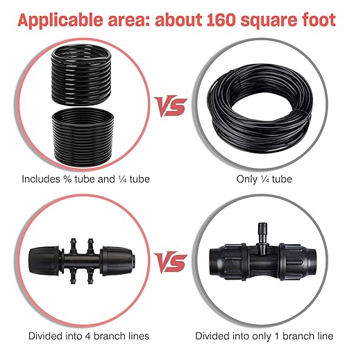Miniatura 3 de Sistema de riego por goteo, kit de sistema de riego de jardín de conector rápido de 174 pies para césped, patio, invernadero de cama elevada, equipo