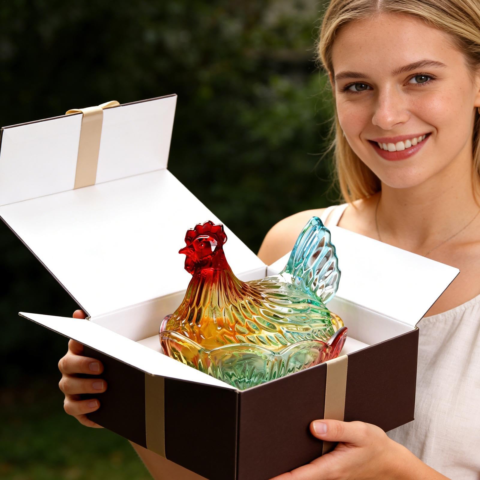 In Vetro Con Gallina Sul Per Snack E Dolci | Per Snack A Forma Di Gallina Per Collezionisti Cucina Soggiorno Camera Studio Bagno Libreria Caffè Ingresso Gioielli