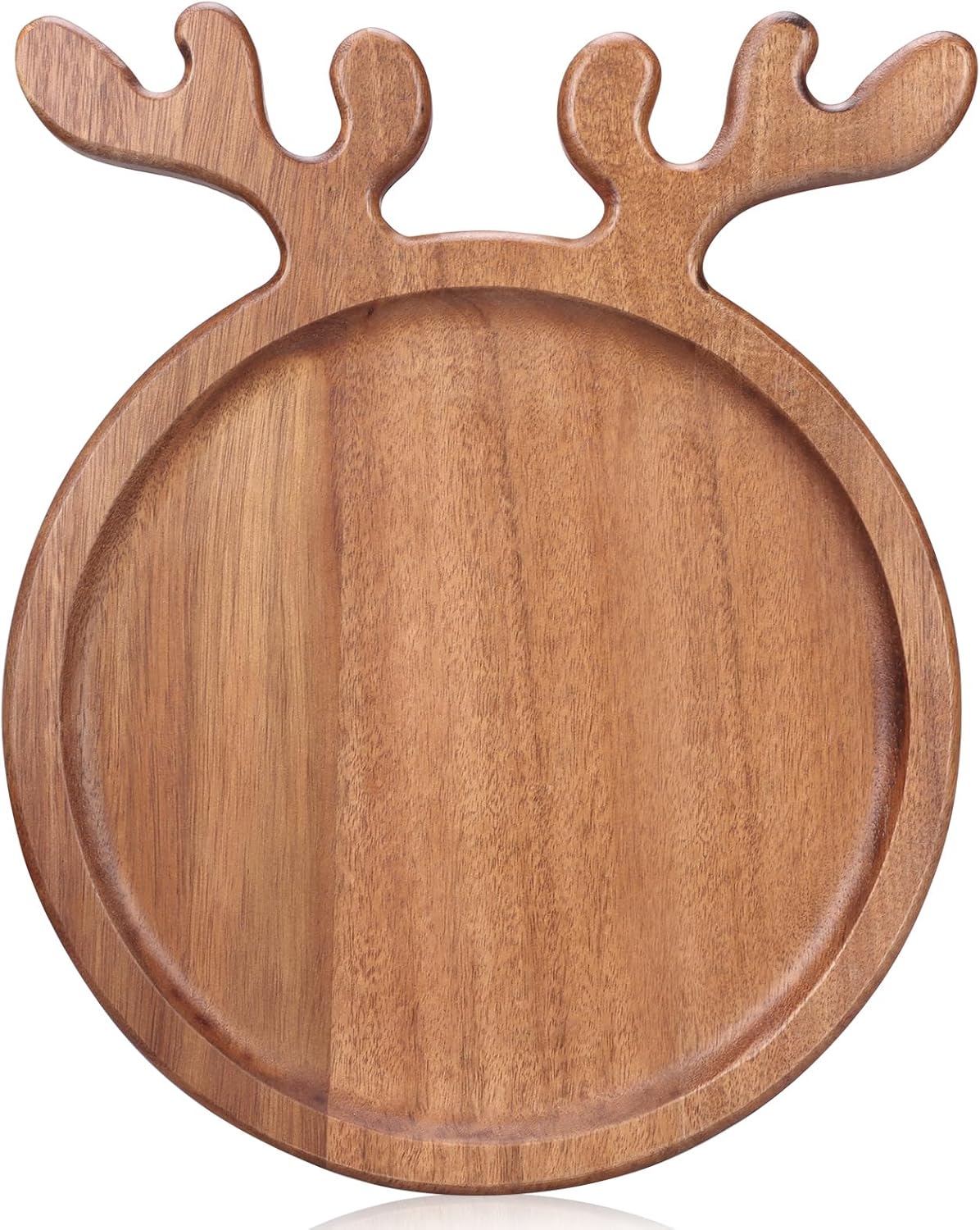 15"x12" Large Acacia Wood Christmas Decorative Veggie Tray Round Serving Platters Wooden Cheese Charcuterie Board Xmas Dinner Plate Dish Festive Fruit Tray Charger Plates for Christmas Holiday Platter 15L x 12"D Acacia Wood