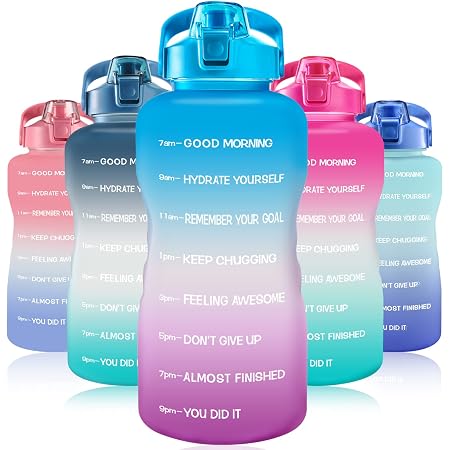 1 Gallon Motivational Water Bottle With Time Marker - 128oz BPA-Free Plastic Jug For Gym & Sports