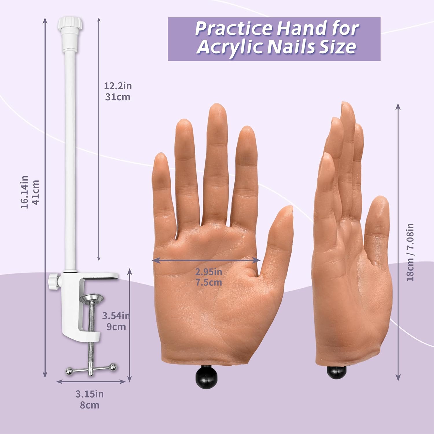 Nail Silicone Practice Hand For Acrylic Nails Training Fake Hand Nail Art Practice Tools Hand Tattooed Nail Jewelry Showcase Supplies Manicure Beginners suits